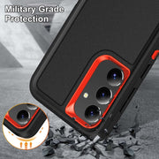 For Samsung Galaxy S24+ / S25+ 5G Rugged PC Hybrid Silicone Phone Case with Holder(Black+Orange)