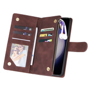 For Samsung Galaxy S25 5G Multifunctional Frosted Zipper Wallet Leather Phone Case(Coffee)