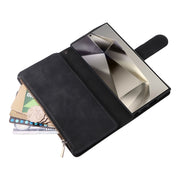 For Samsung Galaxy S25 Ultra 5G Multifunctional Frosted Zipper Wallet Leather Phone Case(Black)