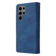 For Samsung Galaxy S25 Ultra 5G Multifunctional Frosted Zipper Wallet Leather Phone Case(Blue)
