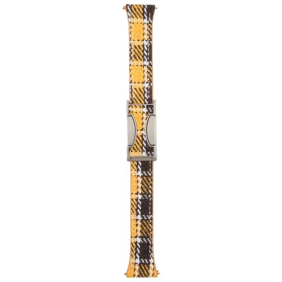18mm Universal Slim Magnetic Buckle Napped Fabric Leather Watch Band(Yellow)