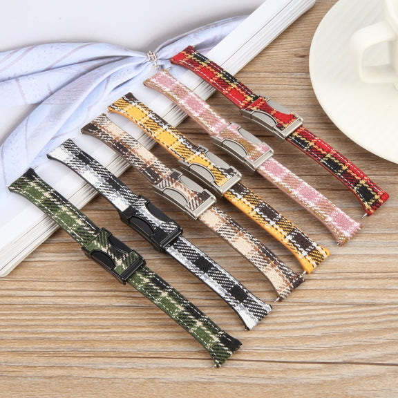 22mm Universal Slim Magnetic Buckle Napped Fabric Leather Watch Band(Yellow)