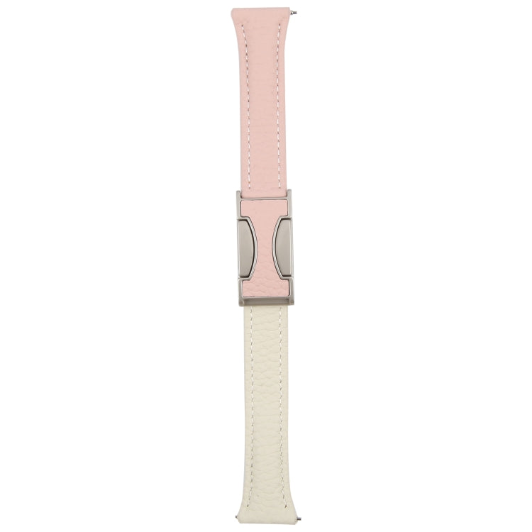 18mm Universal Slim Magnetic Buckle Genuine Leather Watch Band(Pink Beige)