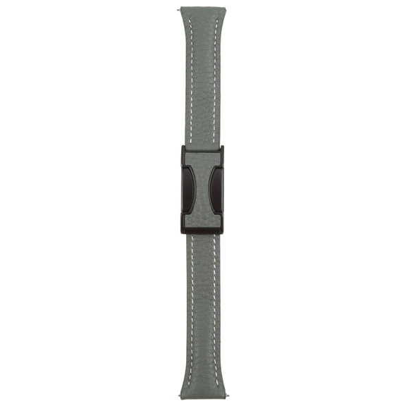 18mm Universal Slim Magnetic Buckle Genuine Leather Watch Band(Dark Green)