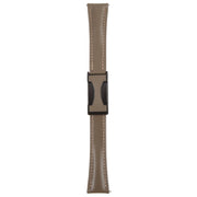 18mm Universal Slim Magnetic Buckle Genuine Leather Watch Band(Plain Weave Dark Grey)