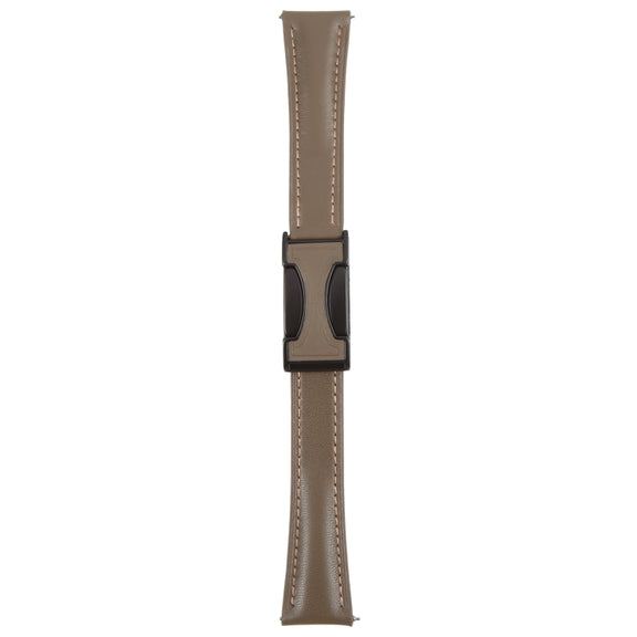 18mm Universal Slim Magnetic Buckle Genuine Leather Watch Band(Plain Weave Dark Grey)