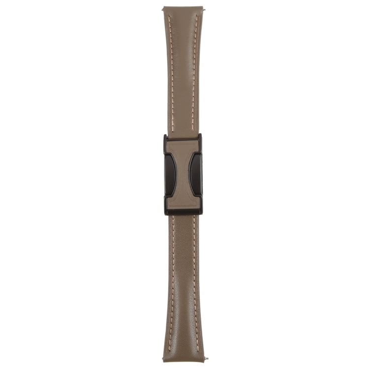 18mm Universal Slim Magnetic Buckle Genuine Leather Watch Band(Plain Weave Dark Grey)