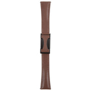 18mm Universal Slim Magnetic Buckle Genuine Leather Watch Band(Plain Weave Dark Coffee)