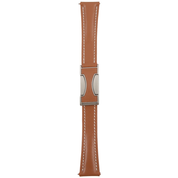 18mm Universal Slim Magnetic Buckle Genuine Leather Watch Band(Plain Weave Brown)