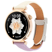 20mm Universal Slim Magnetic Buckle Genuine Leather Watch Band(Purple Beige)