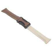 22mm Universal Slim Magnetic Buckle Genuine Leather Watch Band(Dark Brown Light Grey)