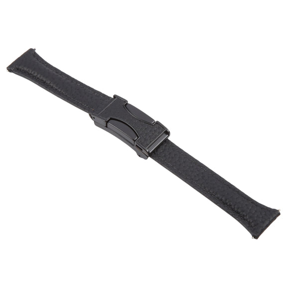 22mm Universal Slim Magnetic Buckle Genuine Leather Watch Band(Black)