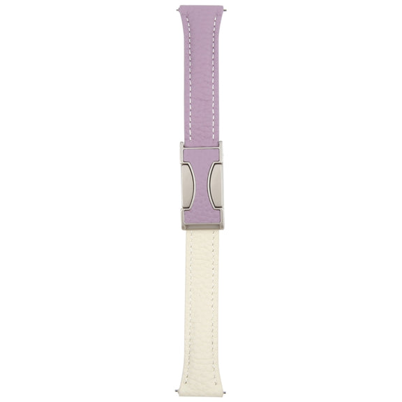 22mm Universal Slim Magnetic Buckle Genuine Leather Watch Band(Purple Beige)