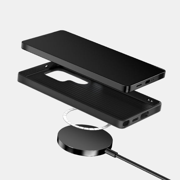 For Samsung Galaxy S25 5G / S24 5G ABEEL C Carbon Fiber Series 6D Micro Relief MagSafe Phone Case(Black Grey)