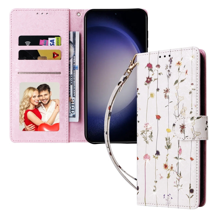 For Samsung Galaxy S25 5G Bronzing Painting RFID Leather Phone Case(Flowers World)