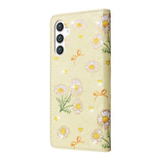 For Samsung Galaxy S25 5G Bronzing Painting RFID Leather Phone Case(Yellow Daisy)