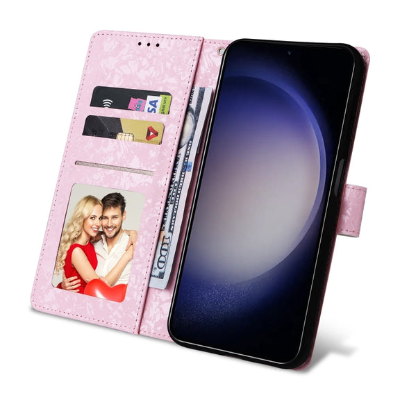 For Samsung Galaxy S25 5G Bronzing Painting RFID Leather Phone Case(Pansies)