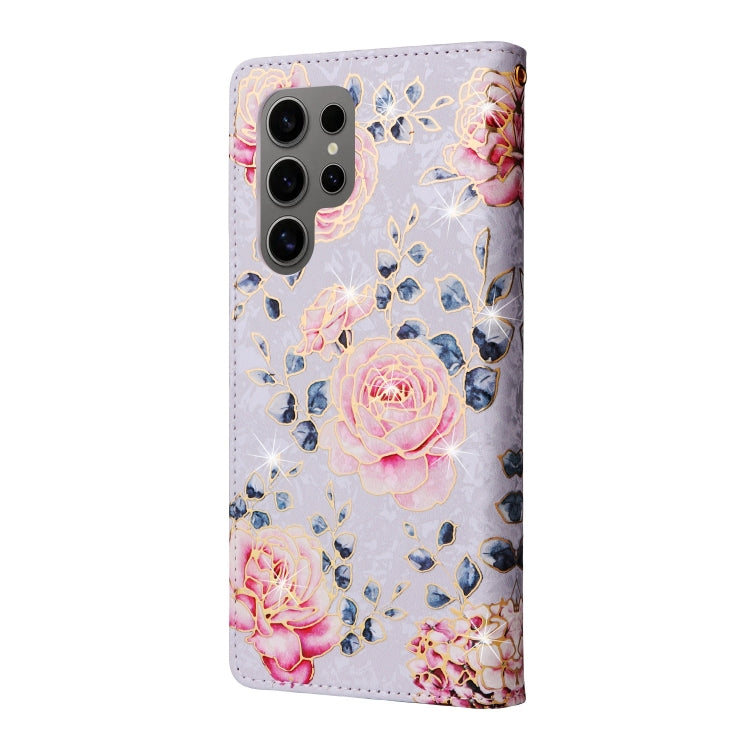 For Samsung Galaxy S25 Ultra 5G Bronzing Painting RFID Leather Phone Case(Pastoral Rose)