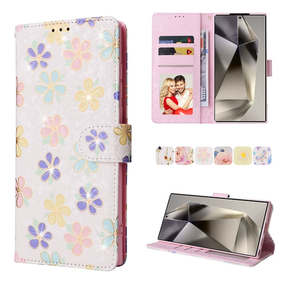 For Samsung Galaxy S25 Ultra 5G Bronzing Painting RFID Leather Phone Case(Bloosoming Flower)