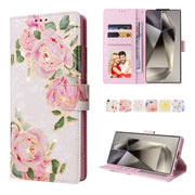 For Samsung Galaxy S25 Ultra 5G Bronzing Painting RFID Leather Phone Case(Rose Flower)