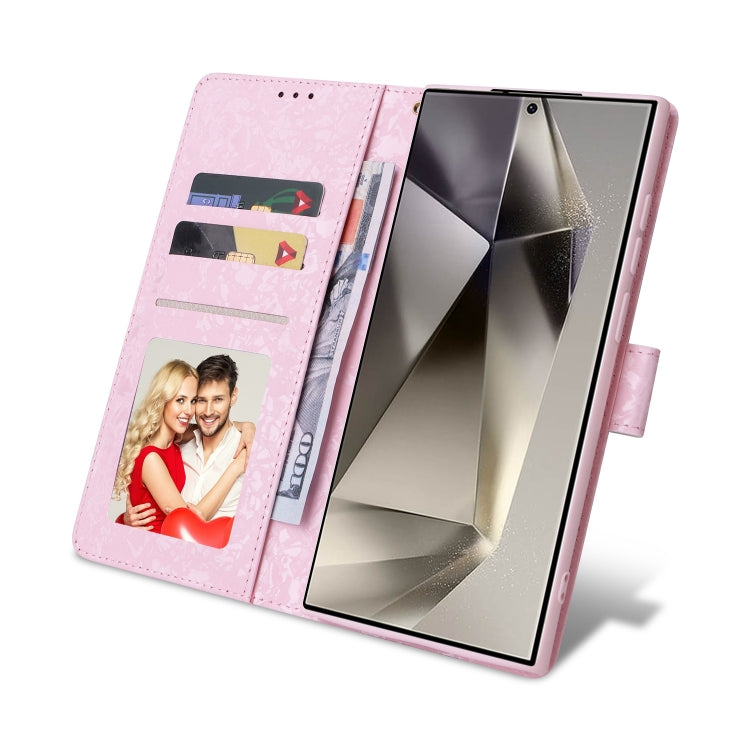 For Samsung Galaxy S25 Ultra 5G Bronzing Painting RFID Leather Phone Case(Rose Flower)