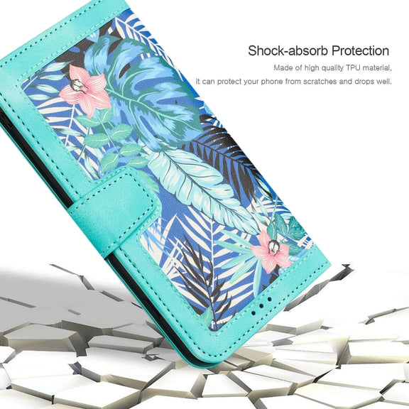 For Samsung Galaxy S25 Ultra 5G Floral Pattern Leather Phone Case with Lanyard(Green)
