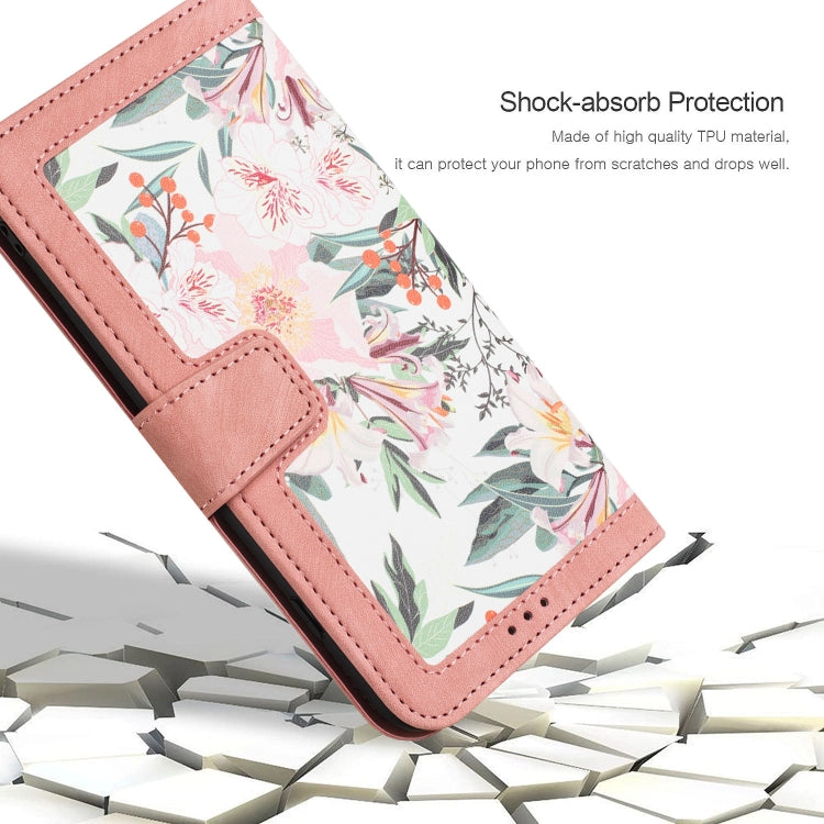 For Samsung Galaxy S25 Ultra 5G Floral Pattern Leather Phone Case with Lanyard(Pink)