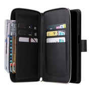 For Samsung Galaxy S25+ 5G 9-Card Slots Zipper Wallet Bag Leather Phone Case(Black)