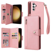 For Samsung Galaxy S25+ 5G Rivet Buckle 9 Cards Three Fold Leather Phone Case(Rose Gold)