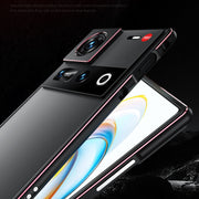For ZTE nubia Z70 Ultra Aurora Series Lens Protector + Metal Frame Phone Case(Black Red)