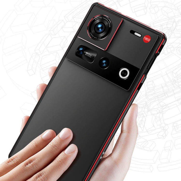 For ZTE nubia Z70 Ultra Aurora Series Lens Protector + Metal Frame Phone Case(Black Silver)