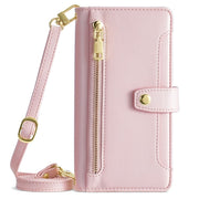 For Fujitsu Arrows We2 Sheep Texture Cross-body Zipper Wallet Leather Phone Case(Pink)