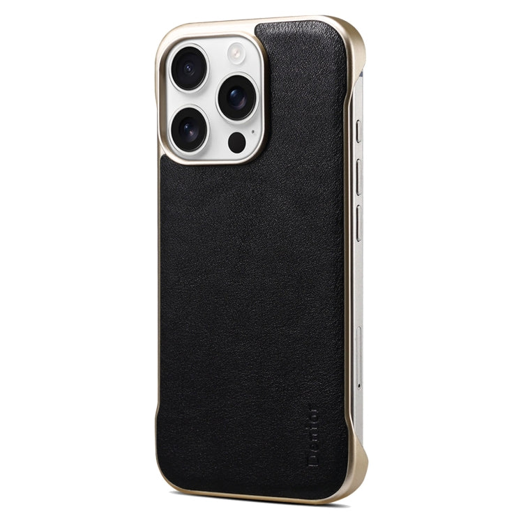 For iPhone 16 Pro Denior MagSafe Genuine Leather Calf Texture  Phone Case(Black)