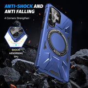 For Samsung Galaxy S25 Ultra 5G MagSafe Magnetic Shockproof Phone Case with Ring Holder(Navy Blue)