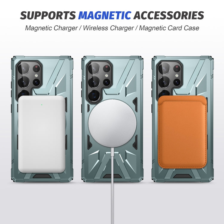 For Samsung Galaxy S25 Ultra 5G MagSafe Magnetic Shockproof Phone Case with Ring Holder(Green)