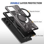 For Samsung Galaxy S25 Ultra 5G MagSafe Magnetic Shockproof Phone Case with Ring Holder(Dark Grey)