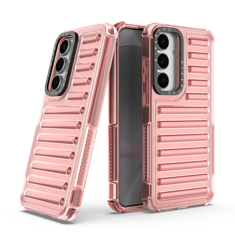 For Samsung Galaxy S25+ 5G High Transparency TPU Hybrid PC Airbag Phone Case(Peach Red)