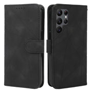 For Samsung Galaxy S25 Ultra 5G Skin Feel Geometric Lines Leather Phone Case(Black)