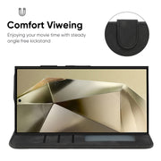 For Samsung Galaxy S25 Ultra 5G Skin Feel Geometric Lines Leather Phone Case(Black)