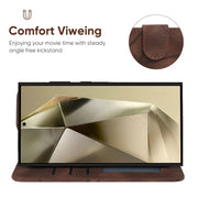 For Samsung Galaxy S25 Ultra 5G Skin Feel Geometric Lines Leather Phone Case(Brown)