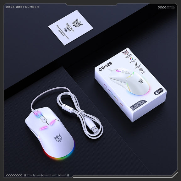 ONIKUMA CW929 RGB 6400DPI Wired Mouse(White)