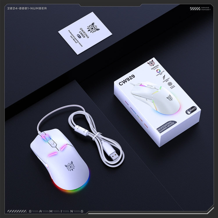 ONIKUMA CW929 RGB 6400DPI Wired Mouse(White)