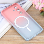 For Samsung Galaxy S25 5G Liquid TPU Silicone Gradient MagSafe Phone Case(Pink Blue)