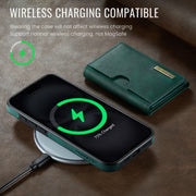 For iPhone 16 Pro Max DG.MING M6 Series RFID Tri-fold Card Bag Removable Leather Phone Case(Green)