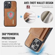 For iPhone 16 Pro DG.MING M6 Series RFID Tri-fold Card Bag Removable Leather Phone Case(Brown)