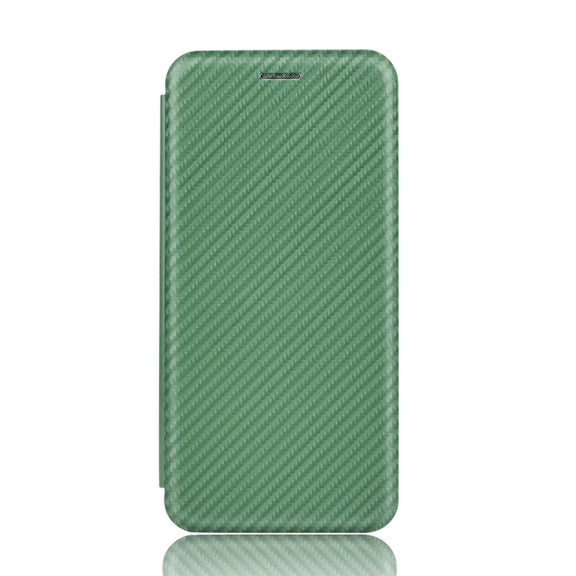 For Blackview A80 Carbon Fiber Texture Horizontal Flip TPU + PC + PU Leather Case with Card Slot(Green)