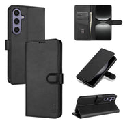 For Samsung Galaxy S25 5G AZNS Skin Feel Calf Texture Flip Leather Phone Case(Black)