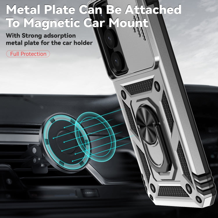 For Samsung Galaxy S25 5G Sliding Camshield Holder Phone Case(Silver)