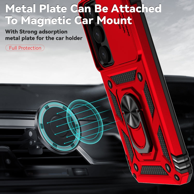 For Samsung Galaxy S25+ 5G Sliding Camshield Holder Phone Case(Red)