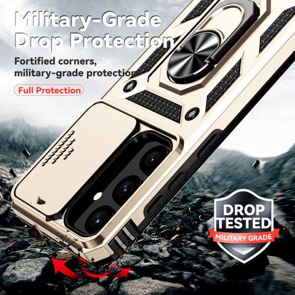 For Samsung Galaxy S25+ 5G Sliding Camshield Holder Phone Case(Gold)